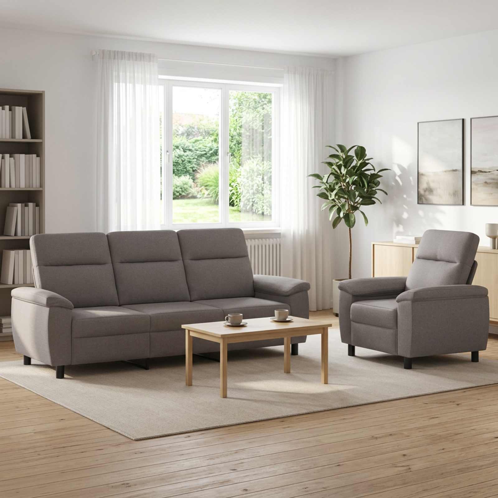3430626_1.jpg vidaXL Sada pohoviek 2 pcs Sivohnedá Látka – Obrázok 1