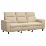 vidaXL Sada pohoviek 2 pcs Krémová Látka – Obrázok 4