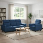 vidaXL Sada pohoviek 2 pcs Modrá Látka