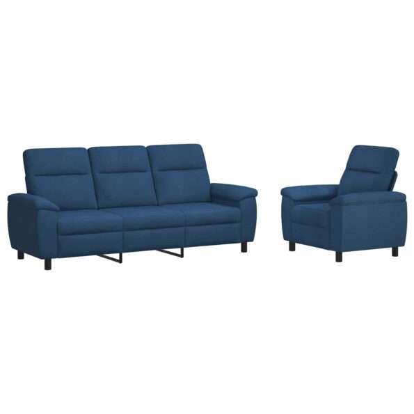 vidaXL Sada pohoviek 2 pcs Modrá Látka – Obrázok 2