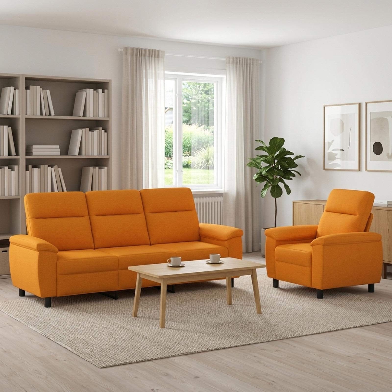3430629_1.jpg vidaXL Sada pohoviek 2 pcs Tmavá žltá Látka – Obrázok 1