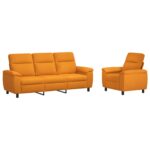 vidaXL Sada pohoviek 2 pcs Tmavá žltá Látka – Obrázok 2