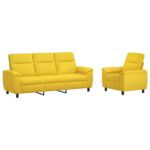 vidaXL Sada pohoviek 2 pcs Svetložltá Látka – Obrázok 2