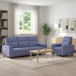 vidaXL Sada pohoviek 2 pcs Modrá džínovina Látka