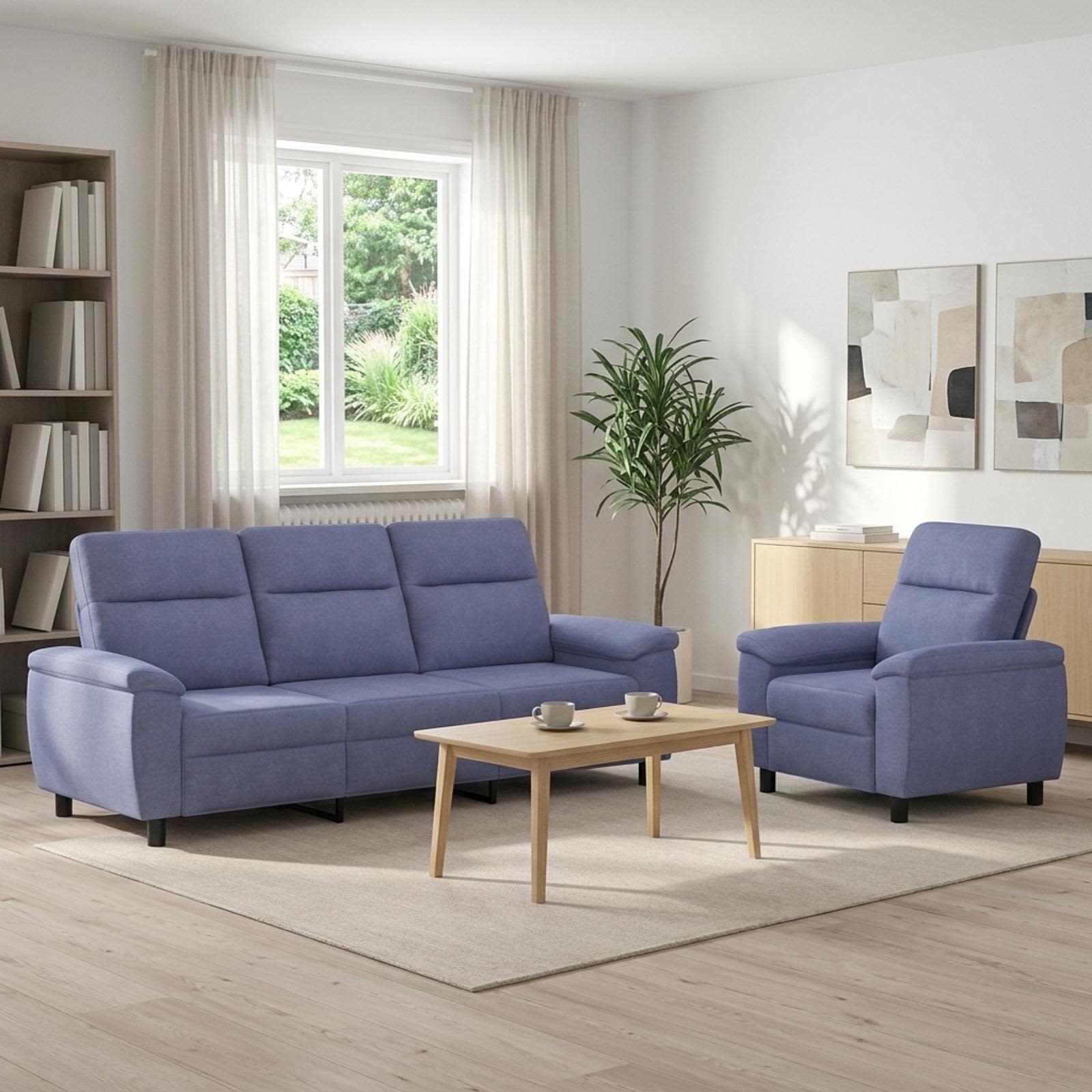 3430633_1.jpg vidaXL Sada pohoviek 2 pcs Modrá džínovina Látka – Obrázok 1