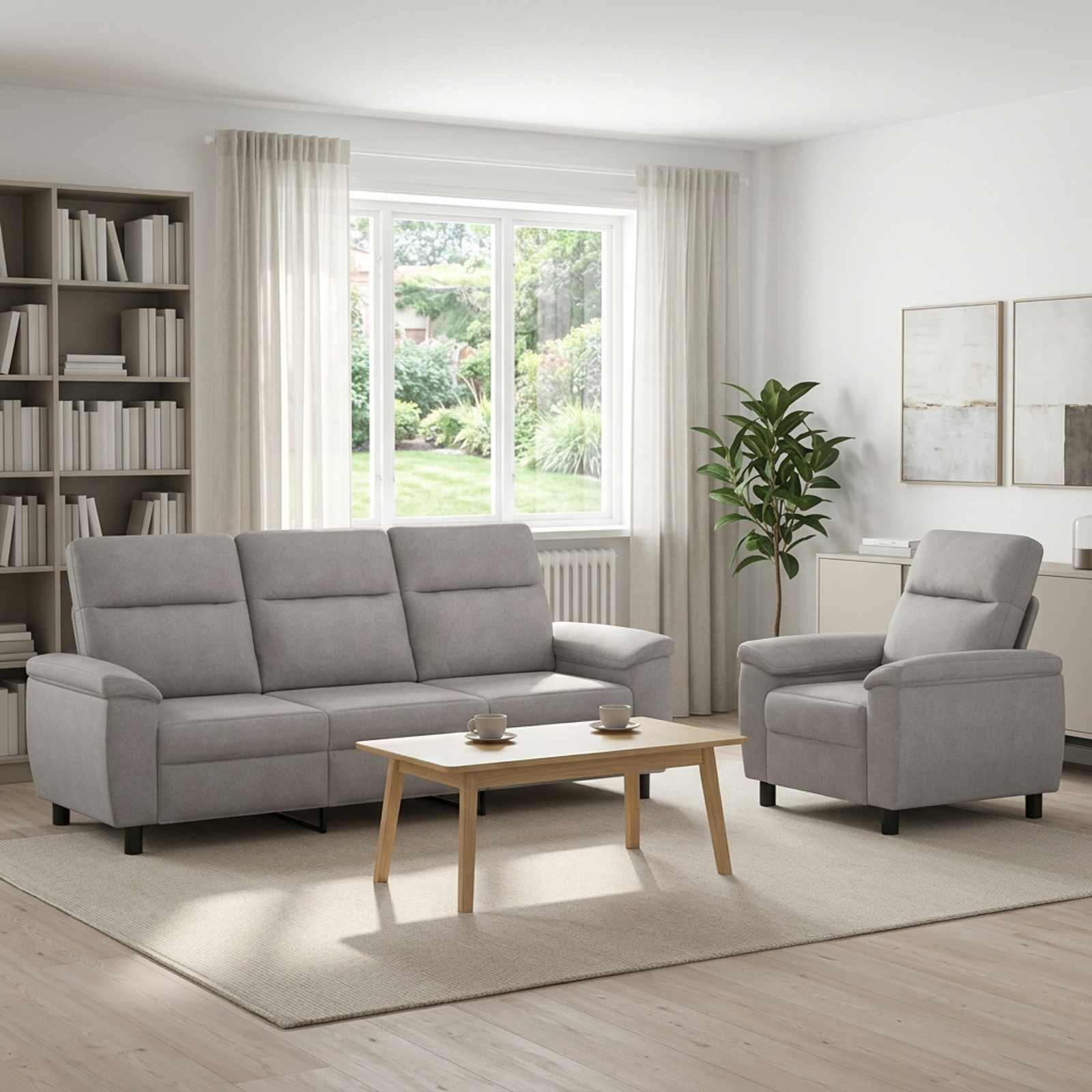3430635_1.jpg vidaXL Sada pohoviek 2 pcs Oblá šedá Látka – Obrázok 1