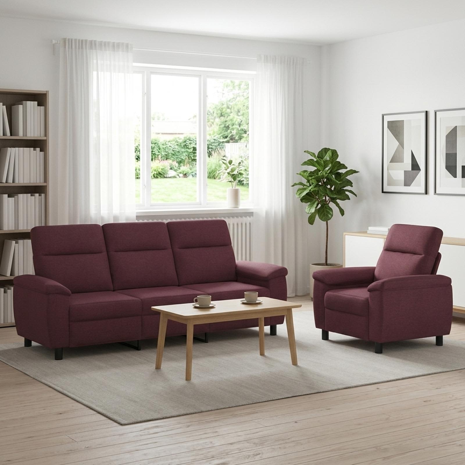 3430636_1.jpg vidaXL Sada pohoviek 2 pcs Fialová Látka – Obrázok 1