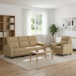 vidaXL Sada pohoviek 2 pcs Svetlohnedá Látka