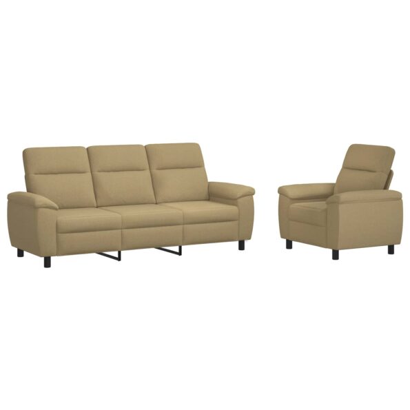 vidaXL Sada pohoviek 2 pcs Svetlohnedá Látka – Obrázok 2