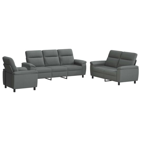 vidaXL Sada pohoviek 3 pcs Tmavosivá Látka – Obrázok 2