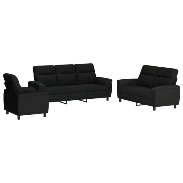 vidaXL Sada pohoviek 3 pcs Čierna Látka – Obrázok 2