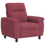 vidaXL Sada pohoviek 3 pcs Víno červené Látka – Obrázok 3