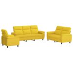 vidaXL Sada pohoviek 3 pcs Svetložltá Látka – Obrázok 2