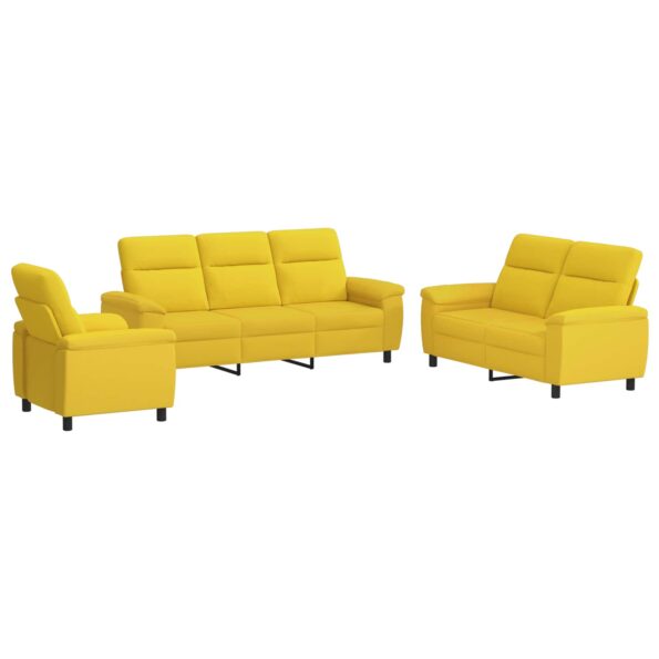 vidaXL Sada pohoviek 3 pcs Svetložltá Látka – Obrázok 2