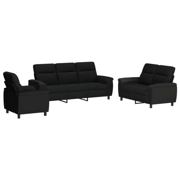 vidaXL Sada pohoviek 3 pcs Čierna Látka – Obrázok 2