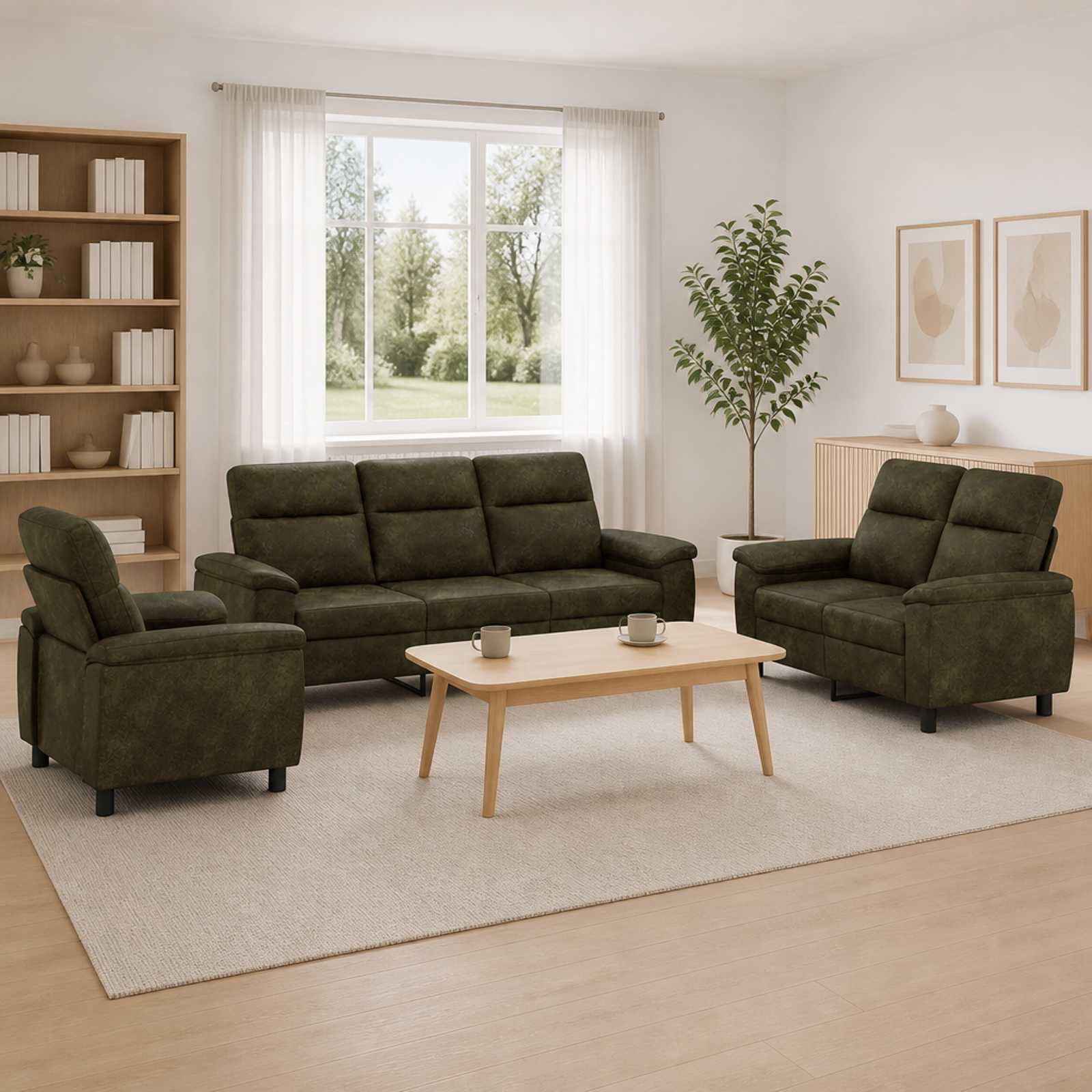 3430685_1.jpg vidaXL Sada pohoviek 3 pcs Hnedá Faux semišová koža – Obrázok 1