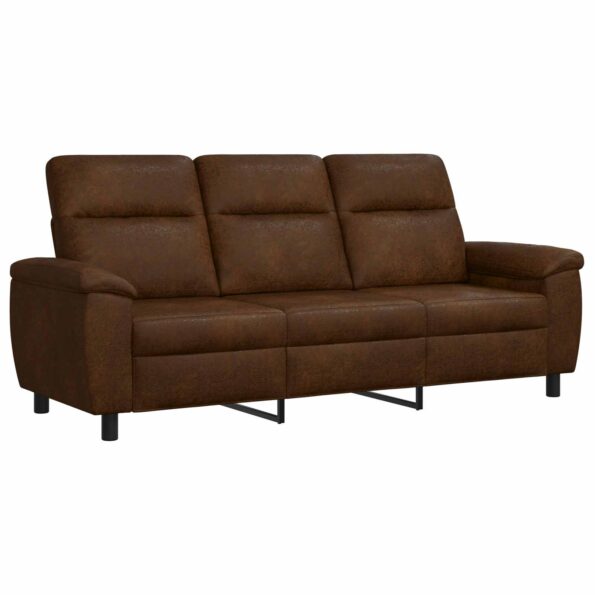 vidaXL Sada pohoviek 3 pcs Hnedá Faux semišová koža – Obrázok 5