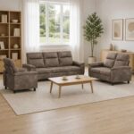 vidaXL Sada pohoviek 3 pcs Svetlosivá Faux semišová koža