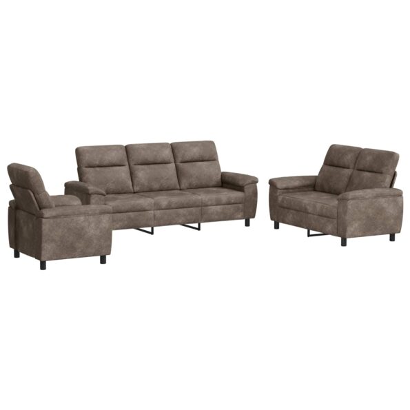 vidaXL Sada pohoviek 3 pcs Svetlosivá Faux semišová koža – Obrázok 2