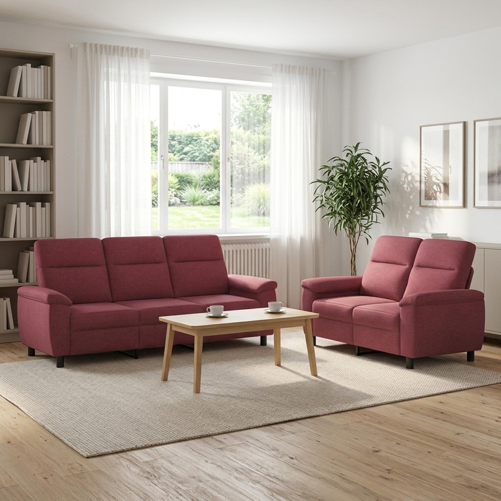 3430692_1.jpg vidaXL Sada pohoviek 2 pcs Víno červené Látka – Obrázok 1