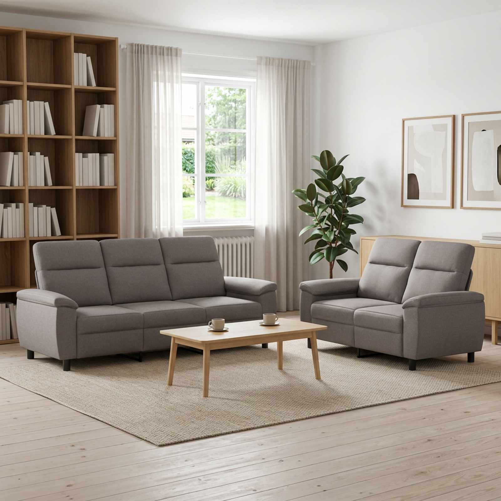 3430695_1.jpg vidaXL Sada pohoviek 2 pcs Sivohnedá Látka – Obrázok 1