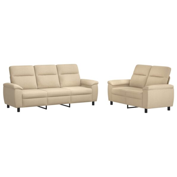 vidaXL Sada pohoviek 2 pcs Krémová Látka – Obrázok 2