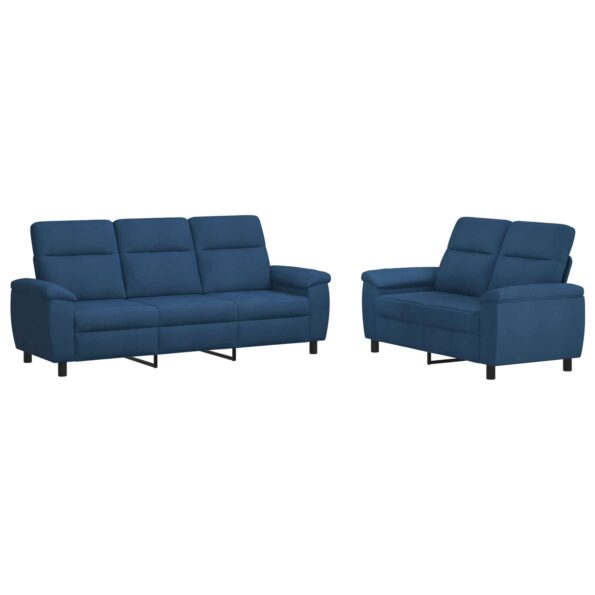vidaXL Sada pohoviek 2 pcs Modrá Látka – Obrázok 2