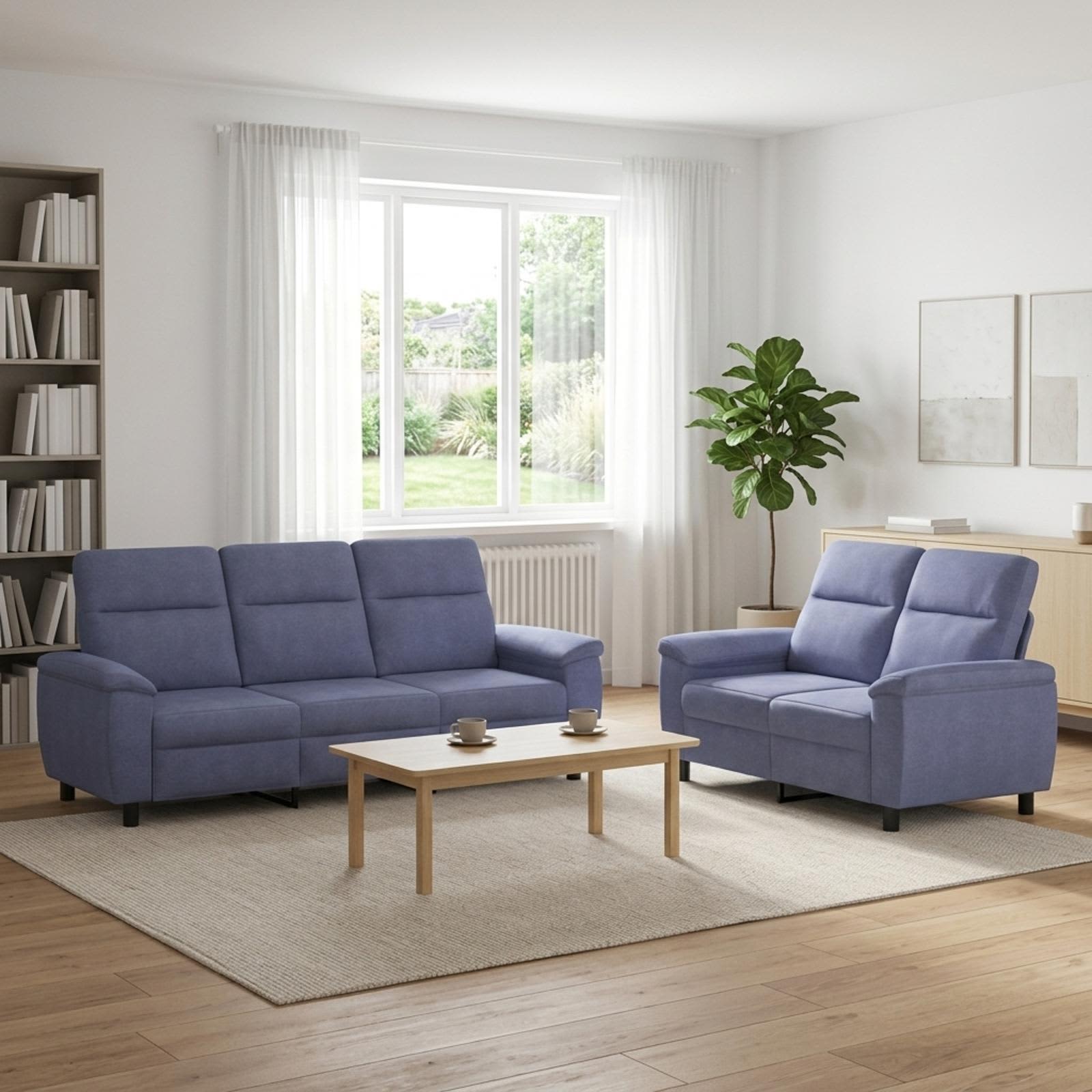 3430702_1.jpg vidaXL Sada pohoviek 2 pcs Modrá džínovina Látka – Obrázok 1