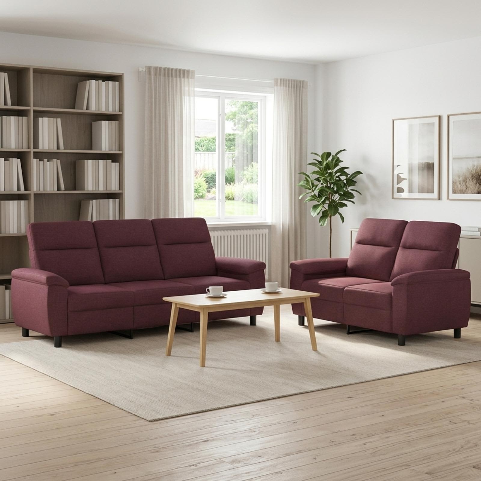 3430705_1.jpg vidaXL Sada pohoviek 2 pcs Fialová Látka – Obrázok 1