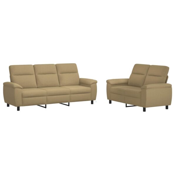 vidaXL Sada pohoviek 2 pcs Svetlohnedá Látka – Obrázok 2