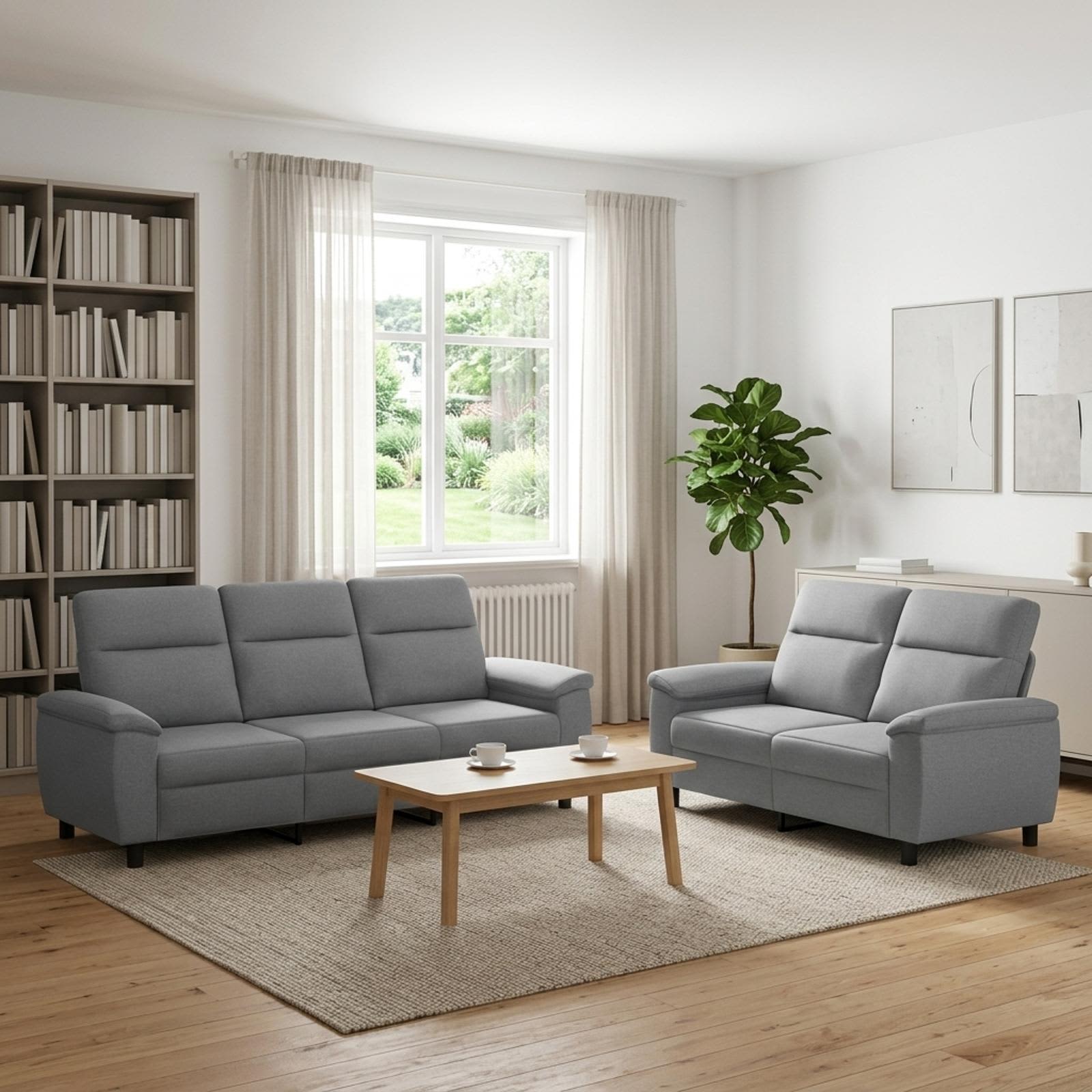 3430712_1.jpg vidaXL Sada pohoviek 2 pcs Svetlosivá Látka – Obrázok 1