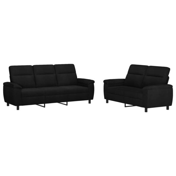 vidaXL Sada pohoviek 2 pcs Čierna Látka – Obrázok 2