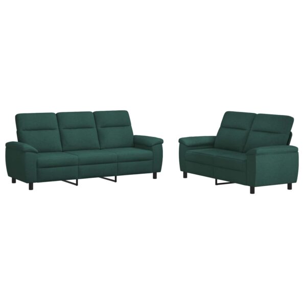 vidaXL Sada pohoviek 2 pcs Tmavozelená Látka – Obrázok 2