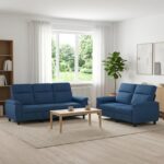 vidaXL Sada pohoviek 2 pcs Modrá Látka