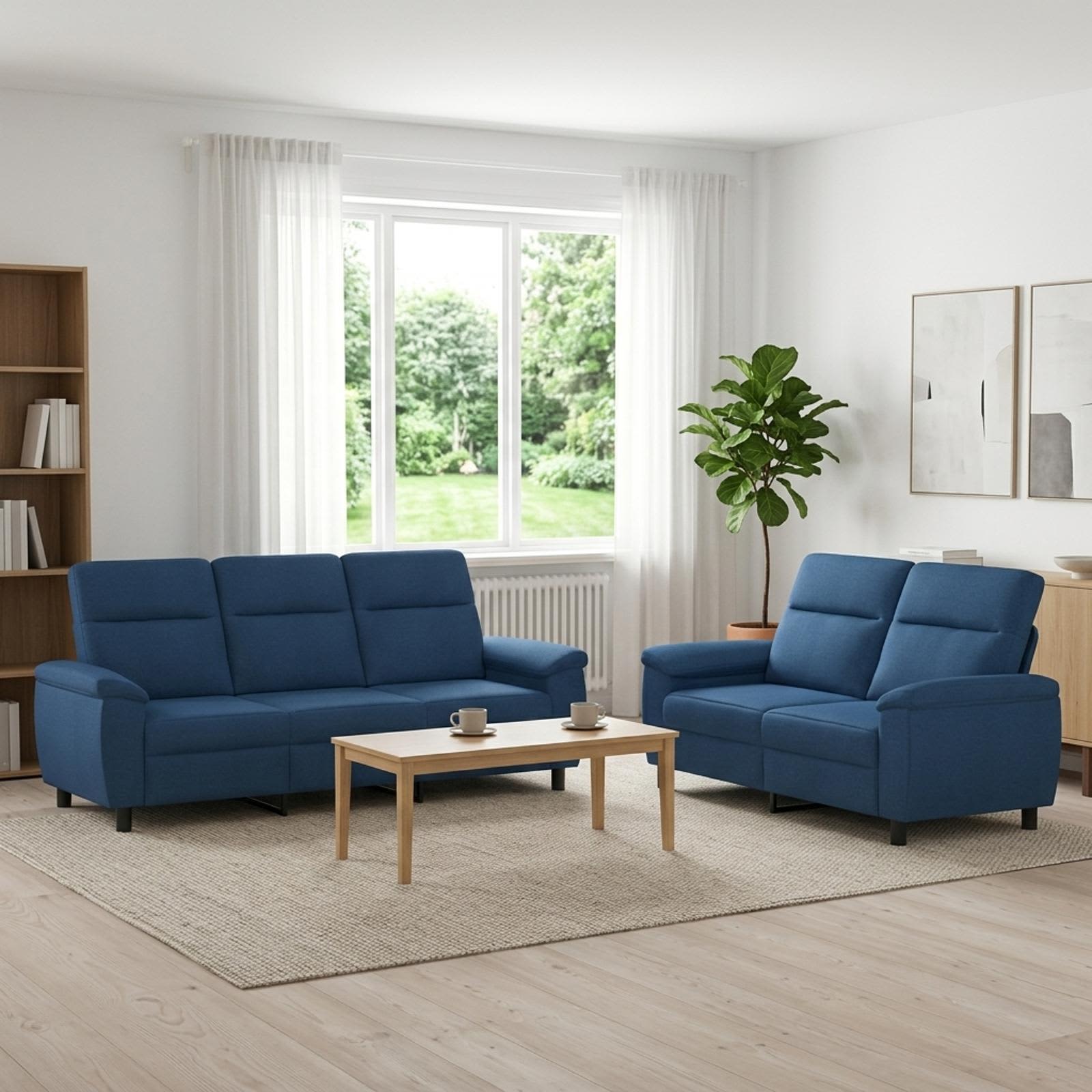 3430720_1.jpg vidaXL Sada pohoviek 2 pcs Modrá Látka – Obrázok 1