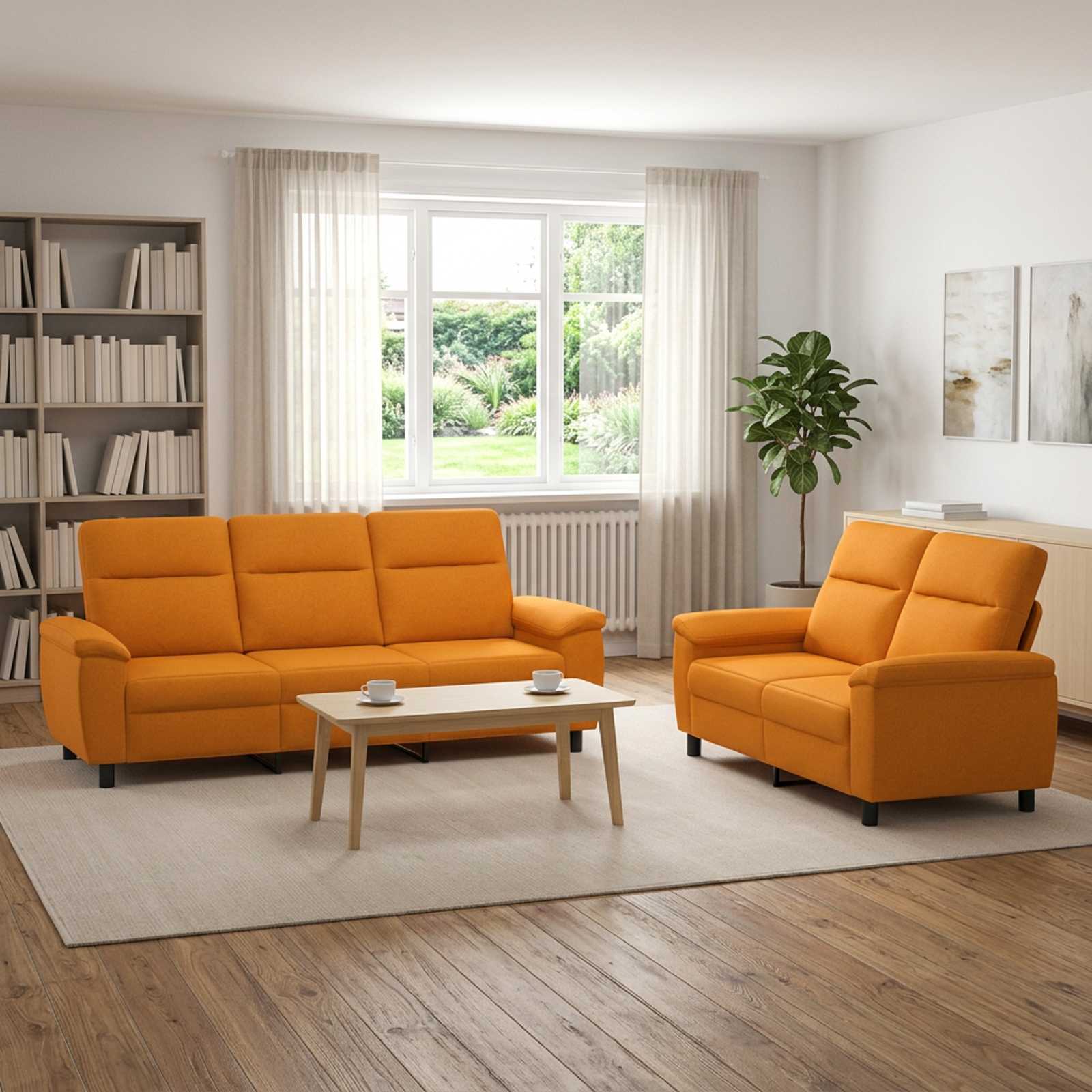 3430721_1.jpg vidaXL Sada pohoviek 2 pcs Tmavá žltá Látka – Obrázok 1
