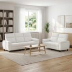vidaXL Sada pohoviek 2 pcs Biela Látka