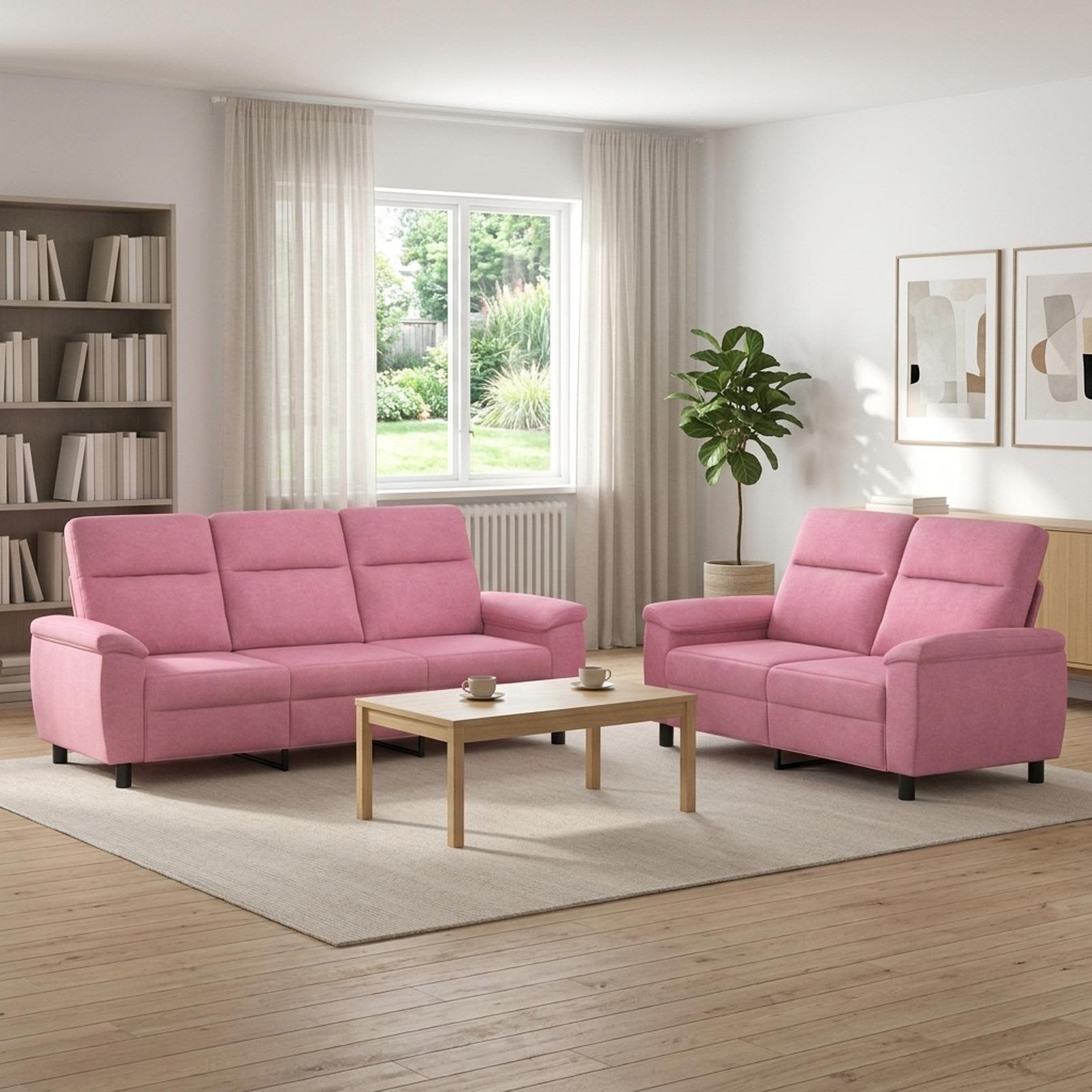 3430724_1.jpg vidaXL Sada pohoviek 2 pcs Ružová Látka – Obrázok 1