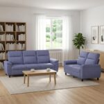 vidaXL Sada pohoviek 2 pcs Modrá džínovina Látka