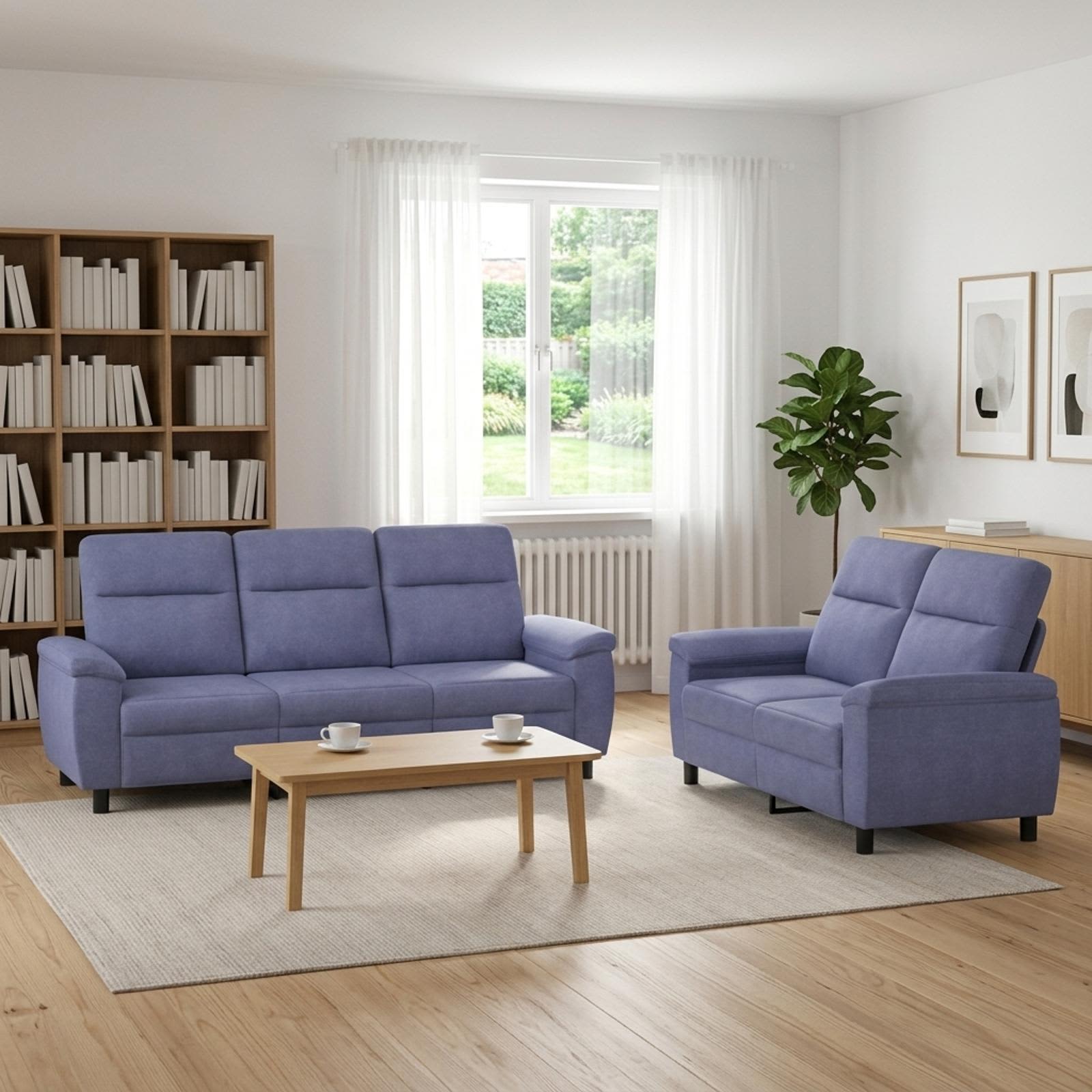 3430725_1.jpg vidaXL Sada pohoviek 2 pcs Modrá džínovina Látka – Obrázok 1
