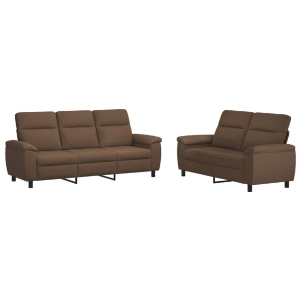 vidaXL Sada pohoviek 2 pcs Hnedá Látka – Obrázok 2