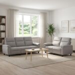 vidaXL Sada pohoviek 2 pcs Oblá šedá Látka