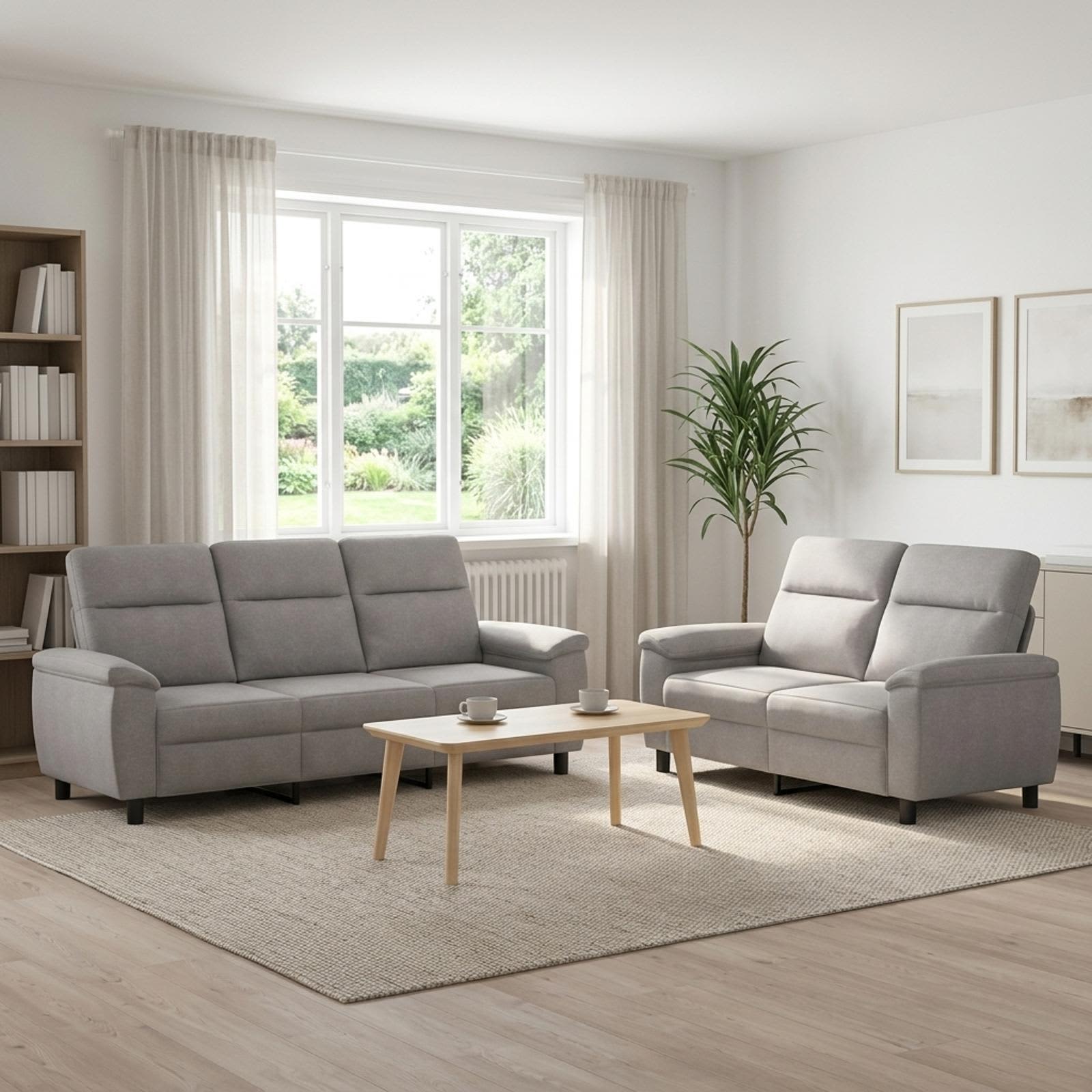3430727_1.jpg vidaXL Sada pohoviek 2 pcs Oblá šedá Látka – Obrázok 1