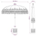 vidaXL Balijský slnečník s podstavcom Krémová a hnedá Ø 210-220 cm – Obrázok 8