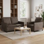 vidaXL Sada pohoviek 2 pcs Tmavosivá Umelý semišový materiál