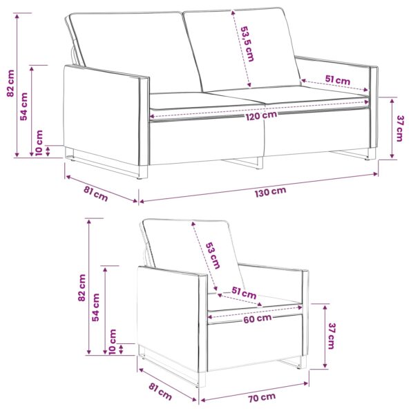 vidaXL Sada pohoviek 2 pcs Tmavosivá Umelý semišový materiál – Obrázok 8
