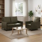 vidaXL Sada pohoviek 2 pcs Armádna zelená Umelý semišový materiál