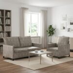 vidaXL Sada pohoviek 2 pcs Svetlosivá Umelý semišový materiál