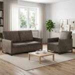 vidaXL Sada pohoviek 2 pcs Tmavosivá Umelý semišový materiál