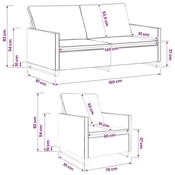 vidaXL Sada pohoviek 2 pcs Tmavosivá Umelý semišový materiál – Obrázok 8